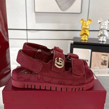 Gucci GG Canvas Strap Sandals with Double G Red 2025 ‎816630 (MD-250423103)