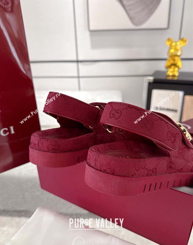 Gucci GG Canvas Strap Sandals with Double G Red 2025 ‎816630 (MD-250423103)