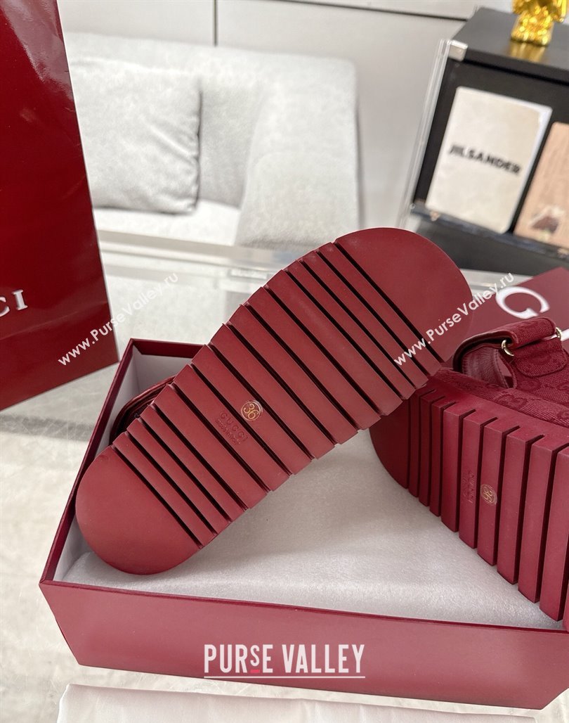 Gucci GG Canvas Strap Sandals with Double G Red 2025 ‎816630 (MD-250423103)