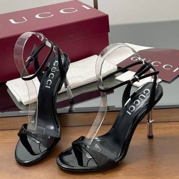 Gucci Patent Leather Sandals 9.5cm with Bamboo-Effect Heel Black 2025 812999 (MD-250423001)