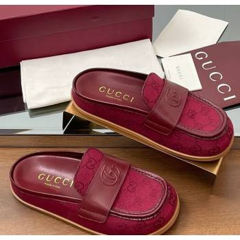 Gucci GG Canvas Flat Mules with Double G Red 2025 ‎817468 (MD-250423113)