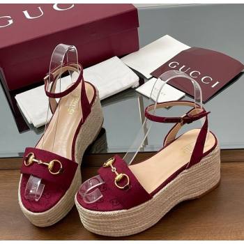 Gucci GG Canvas Platform Espadrille Sandals 8cm with Horsebit Red 2025 ‎816692 (MD-250423117)