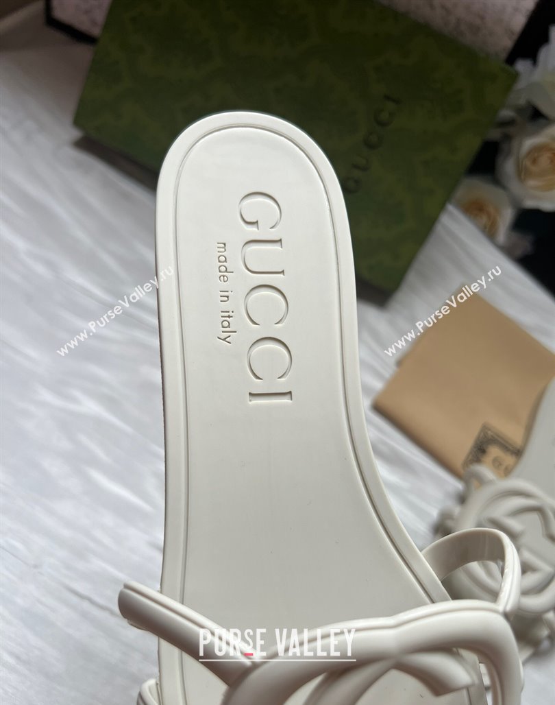 Gucci Rubber Interlocking G Flat Slides Sandal White 2025 780307 (MD-250423056)