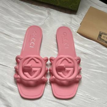 Gucci Rubber Interlocking G Flat Slides Sandal Light Pink 2025 780307 (MD-250423057)