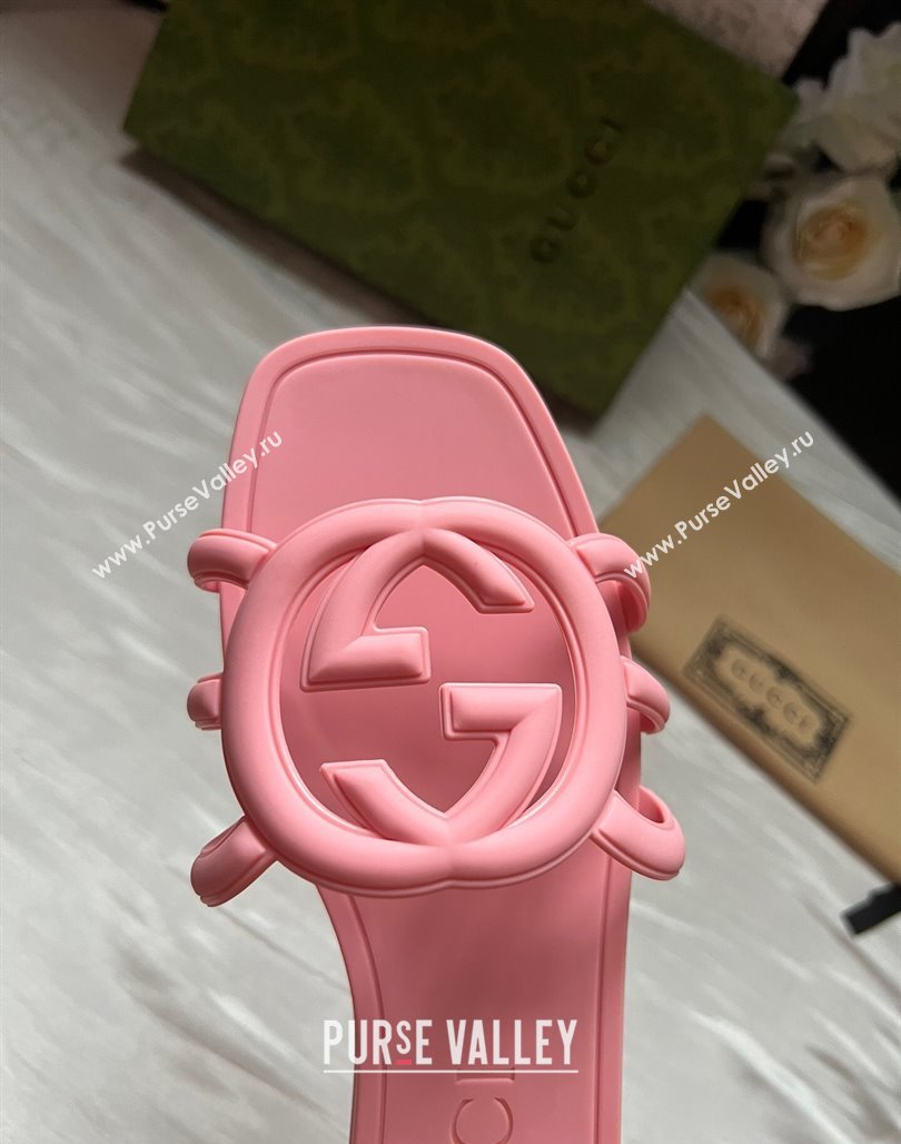 Gucci Rubber Interlocking G Flat Slides Sandal Light Pink 2025 780307 (MD-250423057)
