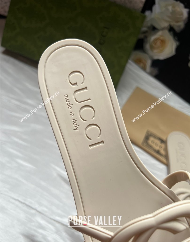 Gucci Rubber Interlocking G Flat Slides Sandal Light Beige 2025 780307 (MD-250423058)