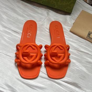 Gucci Rubber Interlocking G Flat Slides Sandal Orange 2025 780307 (MD-250423059)