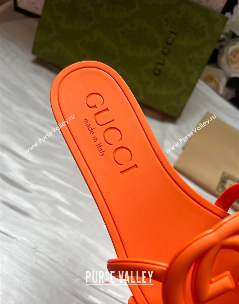 Gucci Rubber Interlocking G Flat Slides Sandal Orange 2025 780307 (MD-250423059)