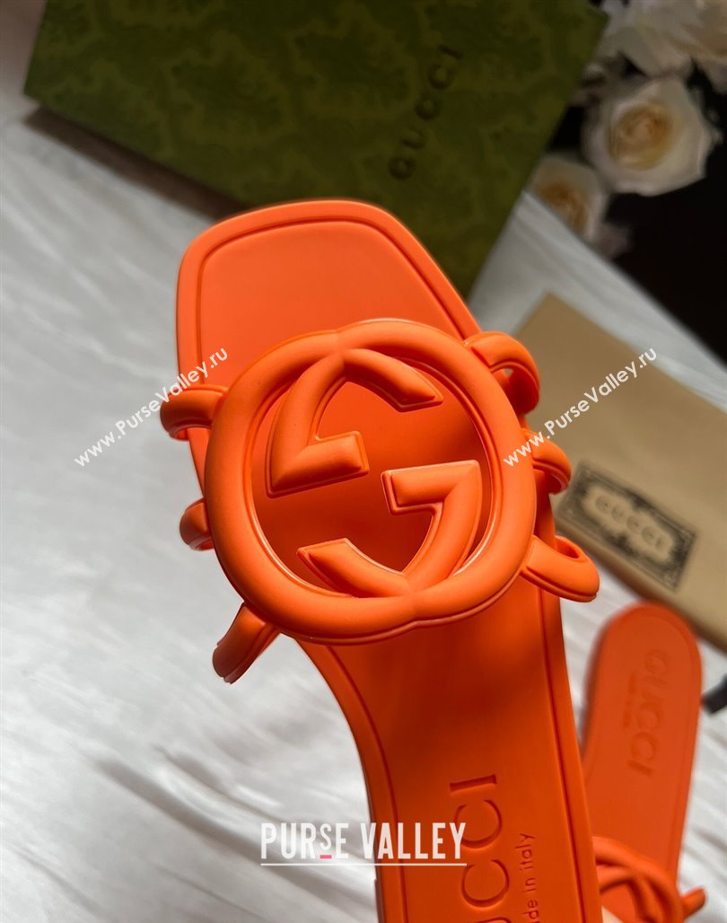 Gucci Rubber Interlocking G Flat Slides Sandal Orange 2025 780307 (MD-250423059)