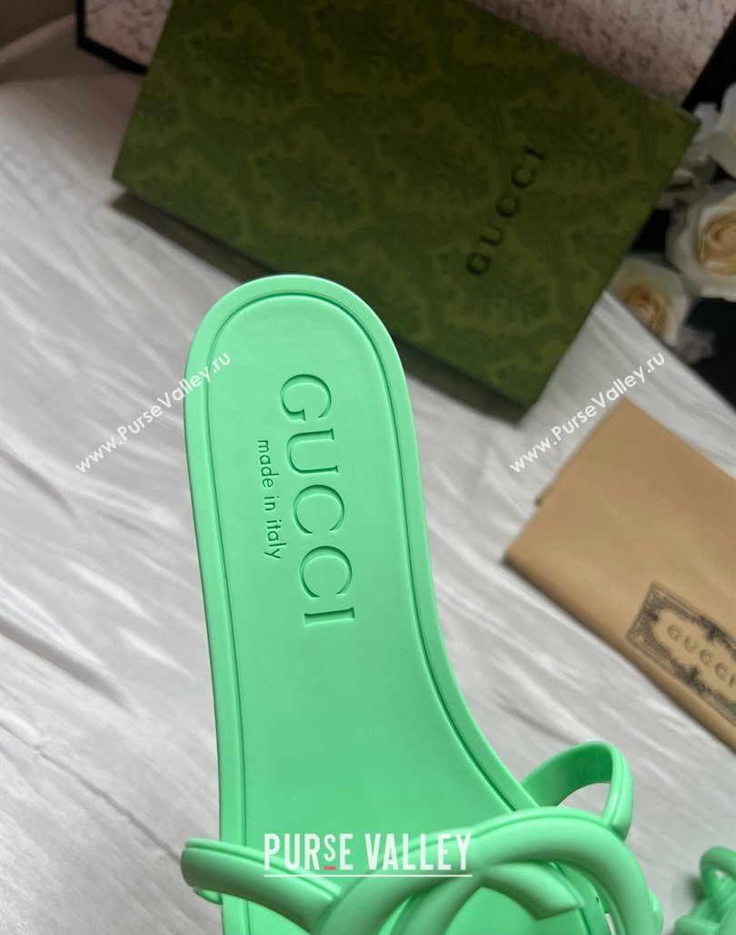 Gucci Rubber Interlocking G Flat Slides Sandal Green 2025 780307 (MD-250423060)