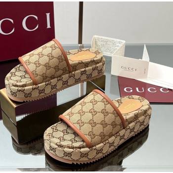 Gucci Original GG Canvas Platform Slides Sandal Blue 2025 816797 (MD-250423073)