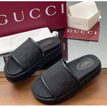 Gucci Original GG Canvas Platform Slides Sandal Black 2025 816797 (MD-250423074)