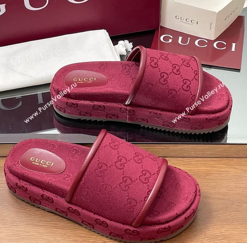 Gucci Original GG Canvas Platform Slides Sandal Red 2025 816797 (MD-250423075)