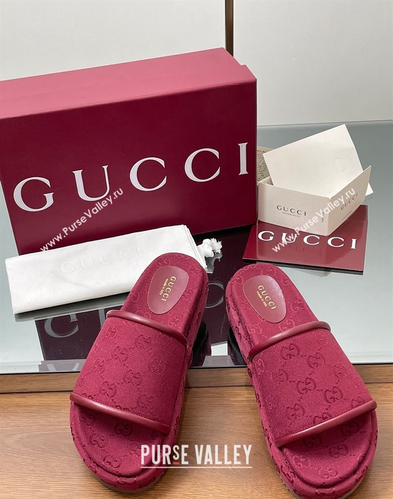 Gucci Original GG Canvas Platform Slides Sandal Red 2025 816797 (MD-250423075)