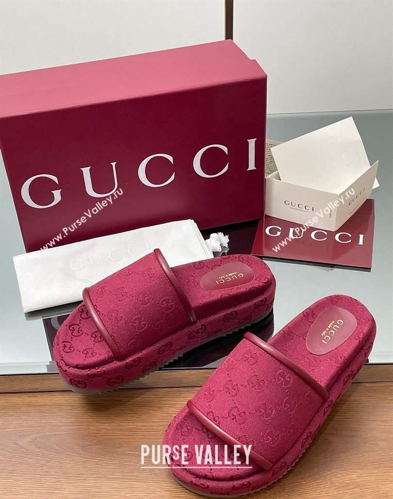Gucci Original GG Canvas Platform Slides Sandal Red 2025 816797 (MD-250423075)