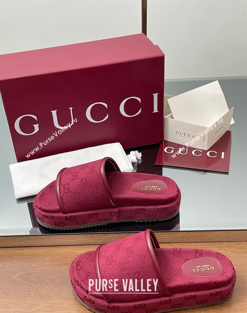Gucci Original GG Canvas Platform Slides Sandal Red 2025 816797 (MD-250423075)
