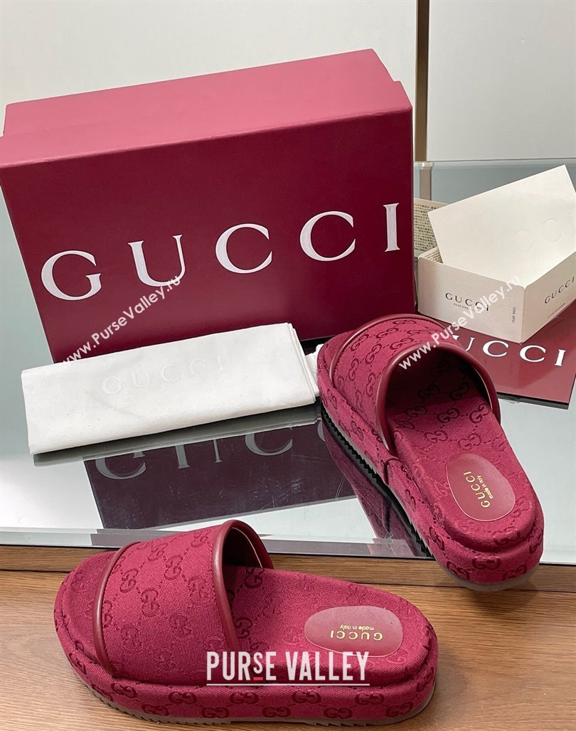 Gucci Original GG Canvas Platform Slides Sandal Red 2025 816797 (MD-250423075)