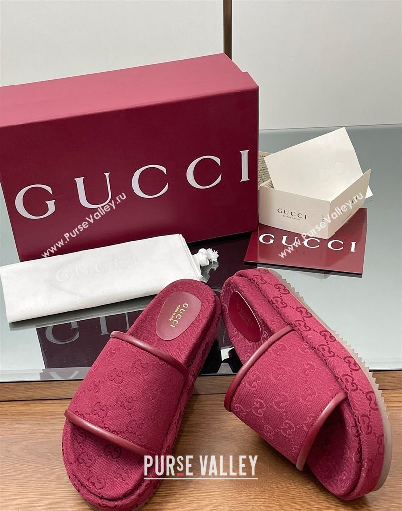 Gucci Original GG Canvas Platform Slides Sandal Red 2025 816797 (MD-250423075)