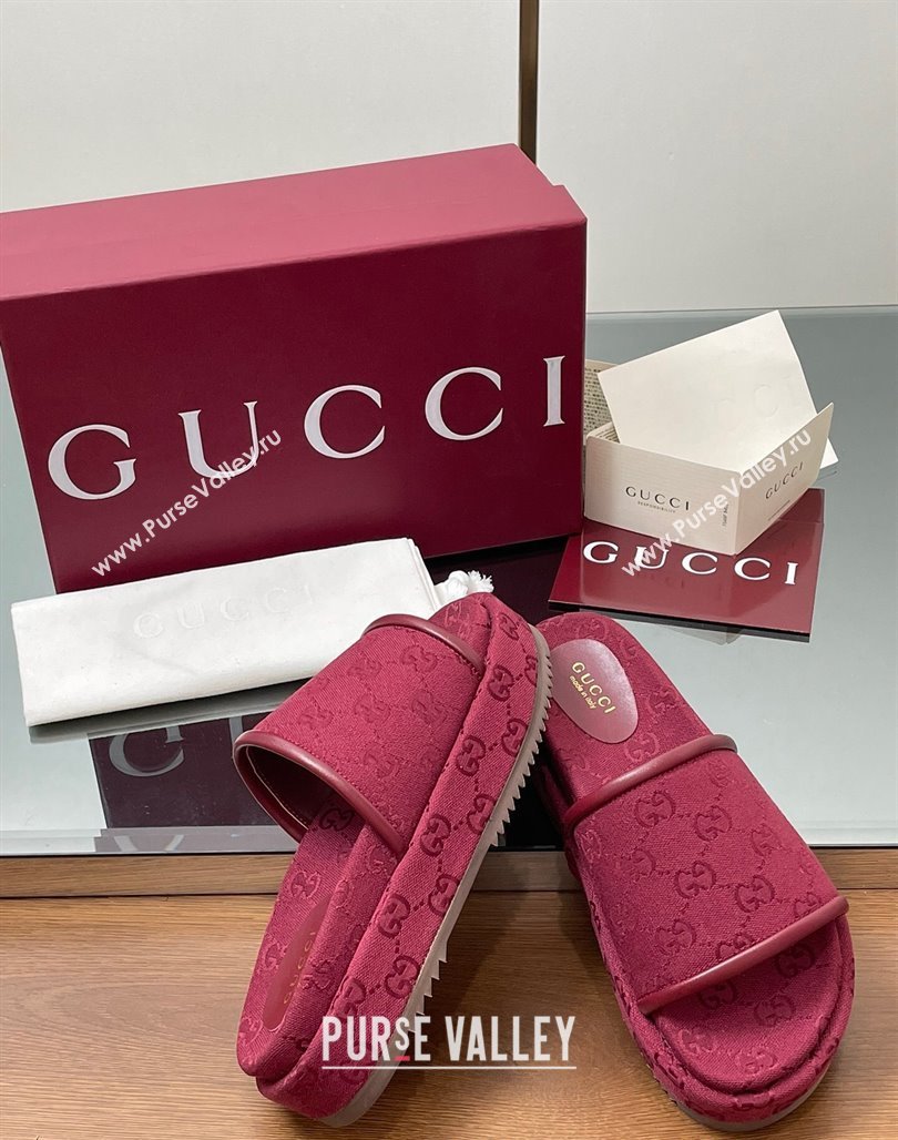 Gucci Original GG Canvas Platform Slides Sandal Red 2025 816797 (MD-250423075)