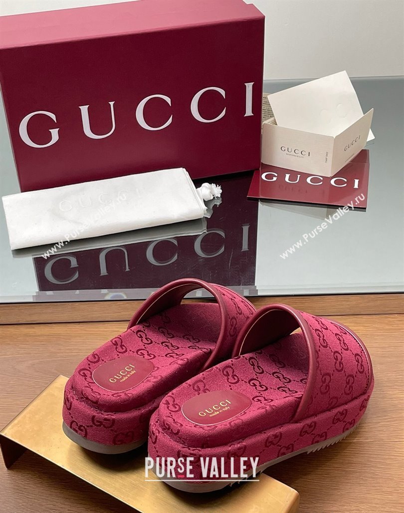 Gucci Original GG Canvas Platform Slides Sandal Red 2025 816797 (MD-250423075)