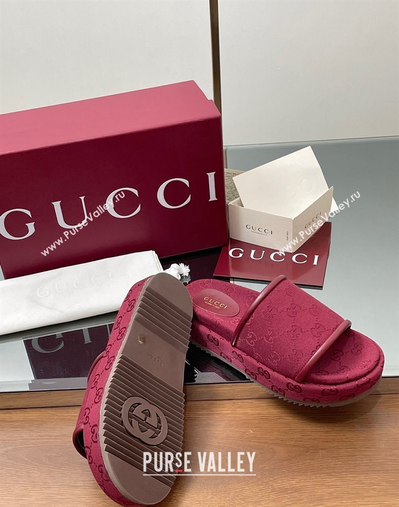Gucci Original GG Canvas Platform Slides Sandal Red 2025 816797 (MD-250423075)
