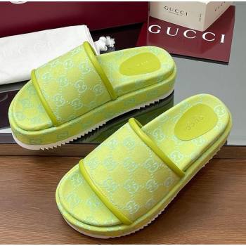 Gucci Original GG Canvas Platform Slides Sandal Neon Green 2025 816797 (MD-250423077)