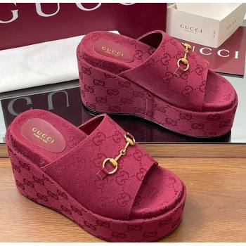 Gucci GG Canvas Wedge Slides Sandal 12cm with Horsebit Red 2025 816328 (MD-250423086)