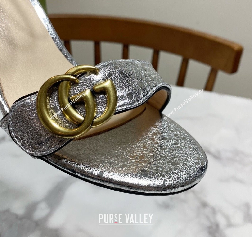 Gucci Leather Wave Heel Sandals 7cm Silver 2025 GG042304 (SS-250423128)