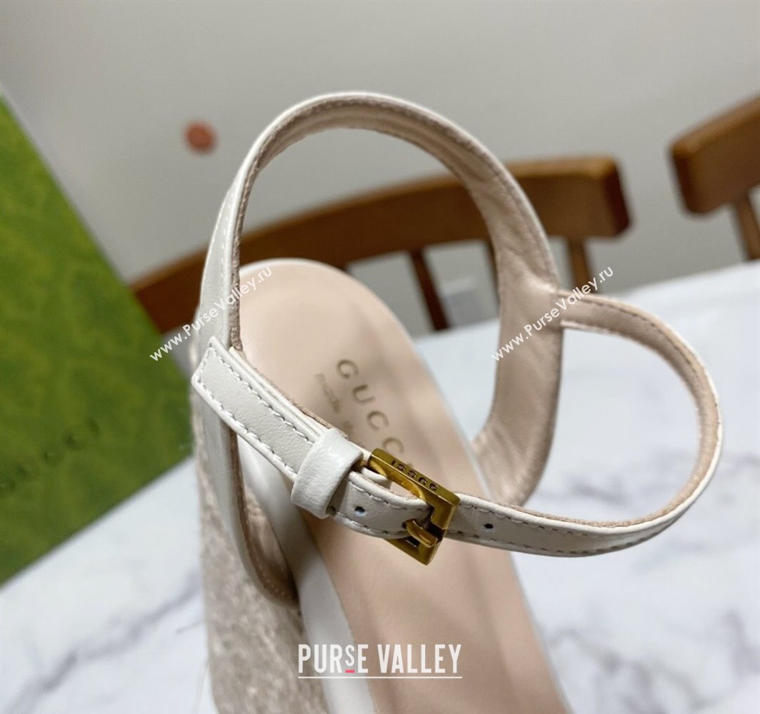Gucci Wave Leather Platform Espadrille Sandals 12cm White 2025 GG042304 (SS-250423131)