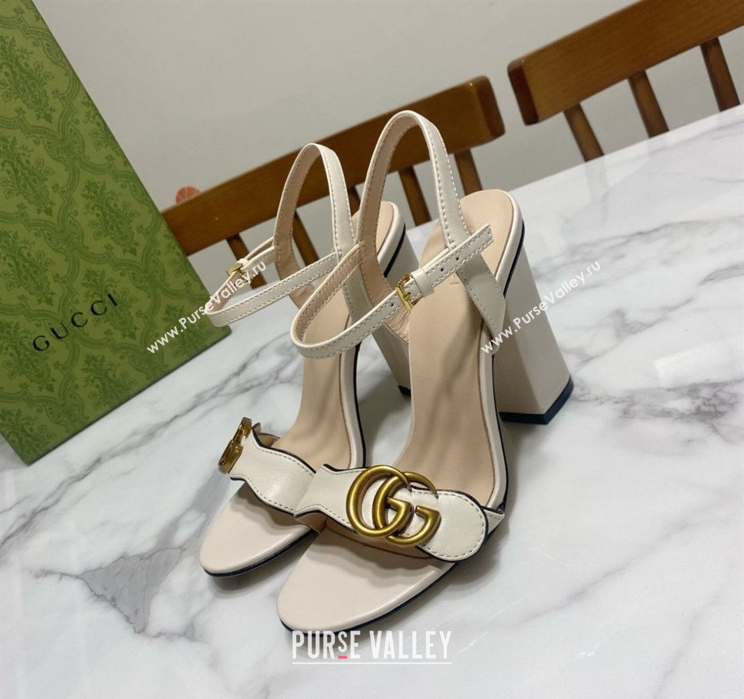Gucci Leather Wave Heel Sandals 10cm White 2025 GG042304 (SS-250423119)