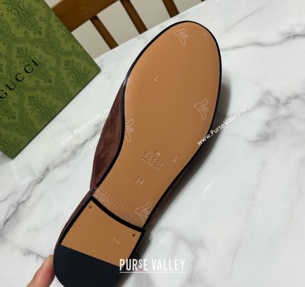 Gucci Princetown Suede Flat Slippers Dark Brown 2025 557730 (SS-250423134)