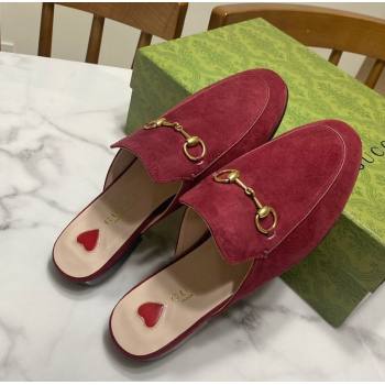 Gucci Princetown Suede Flat Slippers Burgundy 2025 557730 (SS-250423135)