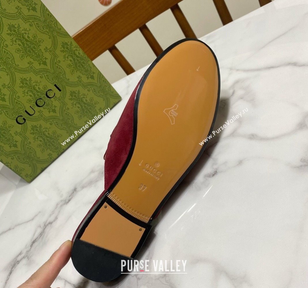 Gucci Princetown Suede Flat Slippers Burgundy 2025 557730 (SS-250423135)