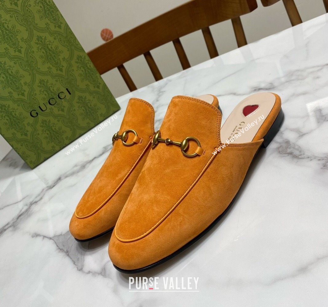 Gucci Princetown Suede Flat Slippers Yellow 2025 557730 (SS-250423136)