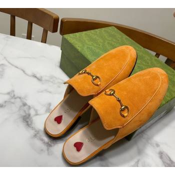 Gucci Princetown Suede Flat Slippers Yellow 2025 557730 (SS-250423136)