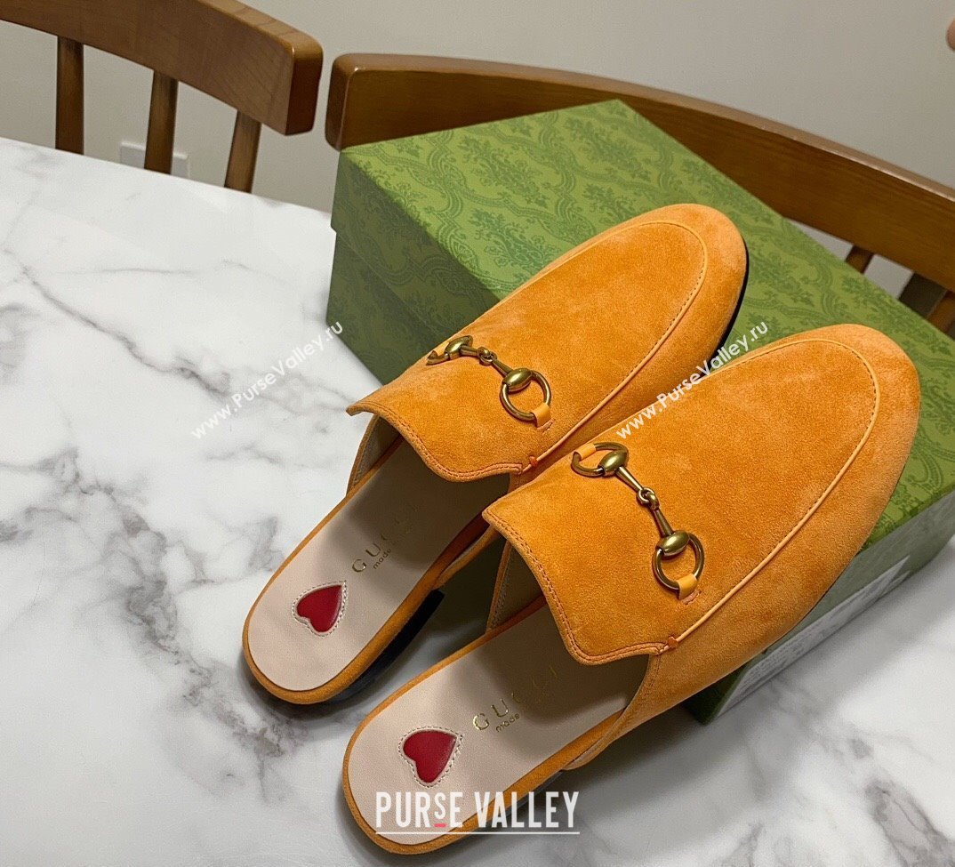 Gucci Princetown Suede Flat Slippers Yellow 2025 557730 (SS-250423136)