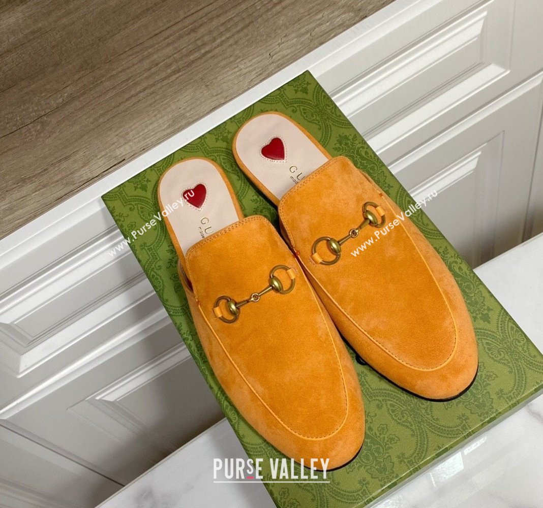 Gucci Princetown Suede Flat Slippers Yellow 2025 557730 (SS-250423136)