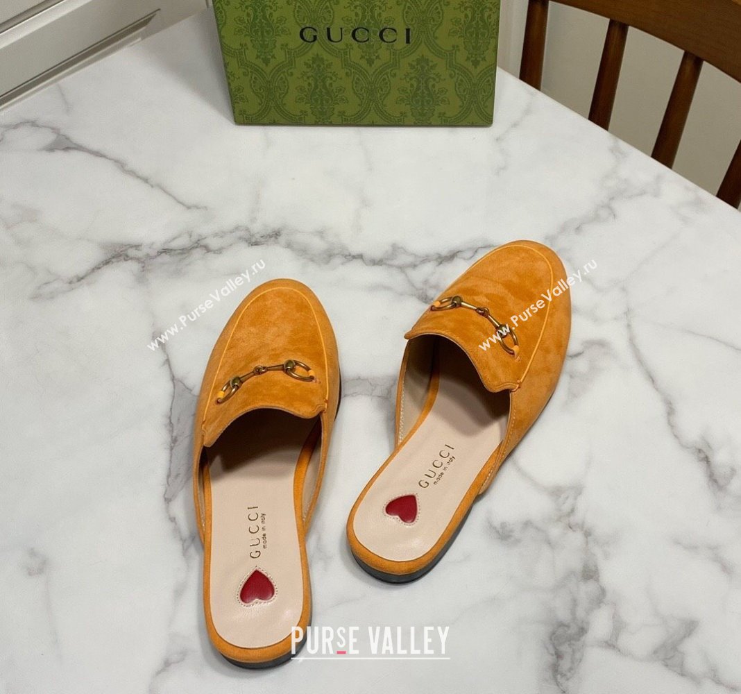 Gucci Princetown Suede Flat Slippers Yellow 2025 557730 (SS-250423136)
