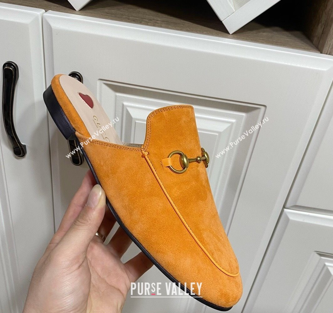 Gucci Princetown Suede Flat Slippers Yellow 2025 557730 (SS-250423136)