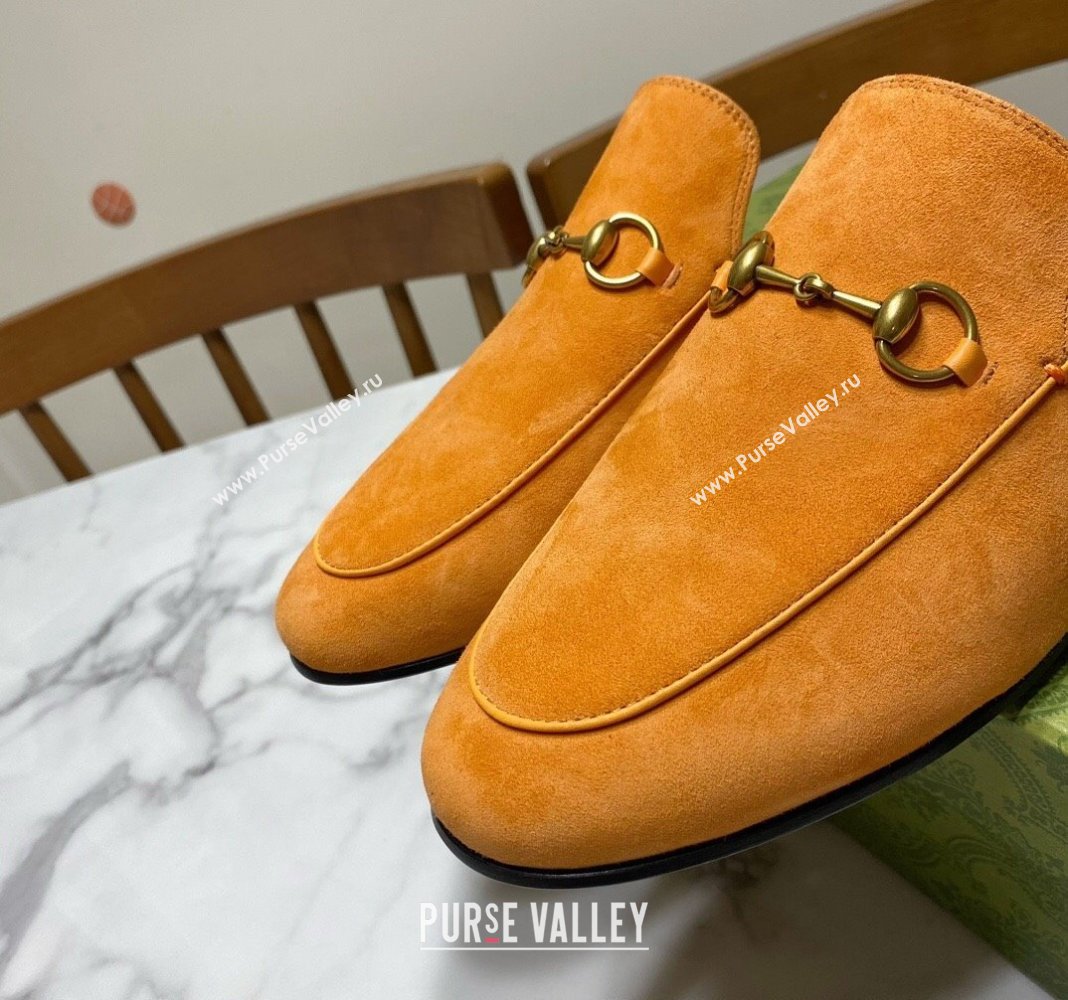 Gucci Princetown Suede Flat Slippers Yellow 2025 557730 (SS-250423136)