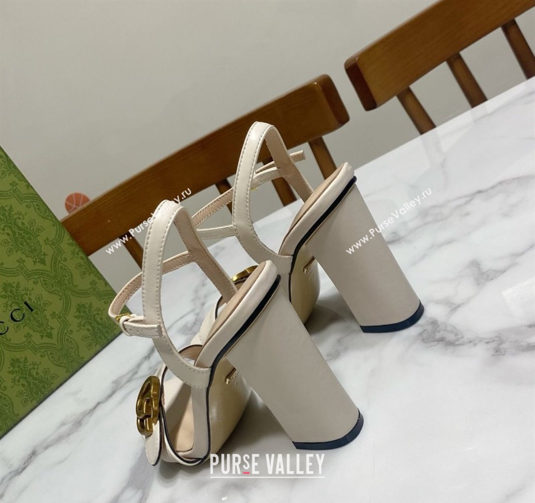 Gucci Leather Wave Heel Sandals 10cm White 2025 GG042304 (SS-250423119)