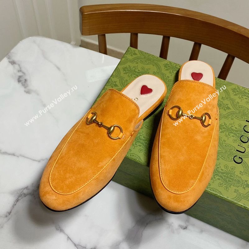 Gucci Princetown Suede Flat Slippers Yellow 2025 557730 (SS-250423136)