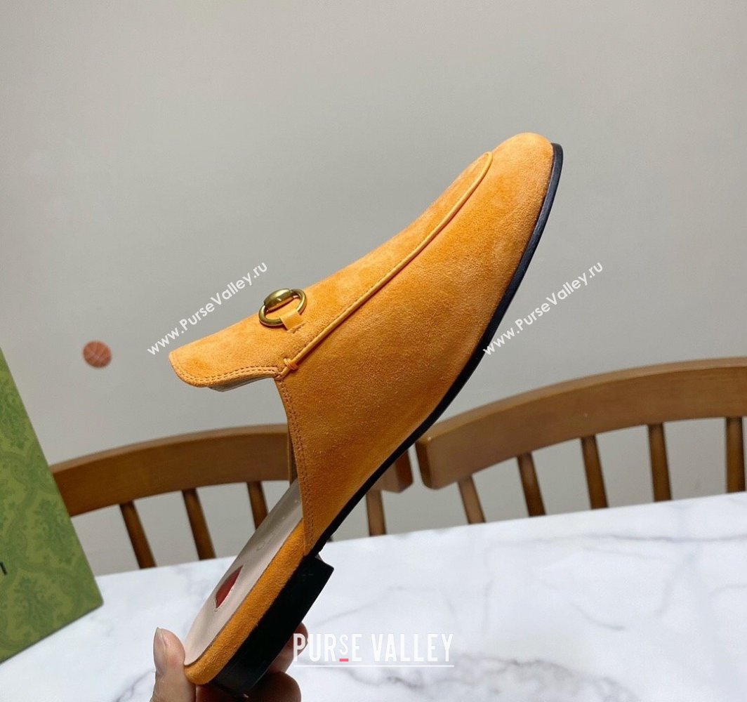 Gucci Princetown Suede Flat Slippers Yellow 2025 557730 (SS-250423136)