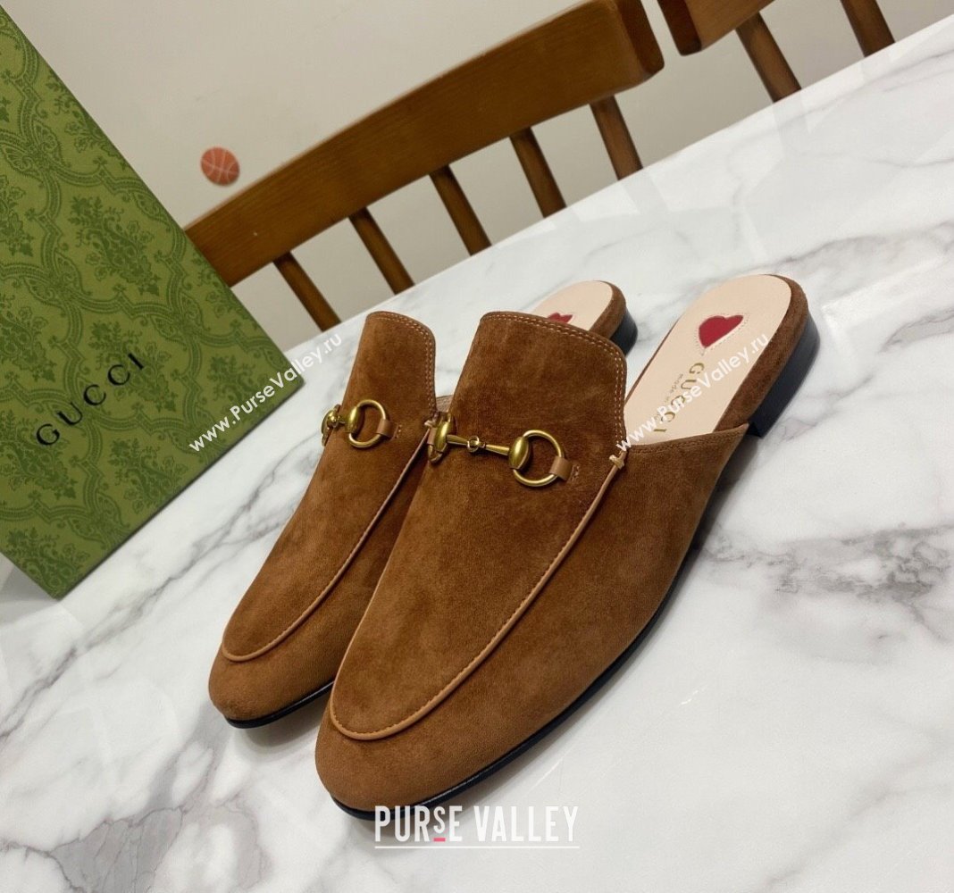 Gucci Princetown Suede Flat Slippers Brown2 2025 557730 (SS-250423137)