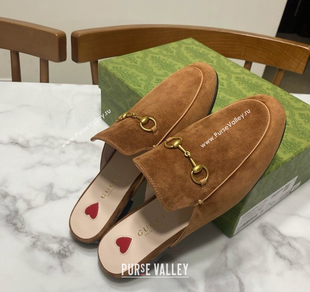 Gucci Princetown Suede Flat Slippers Brown2 2025 557730 (SS-250423137)