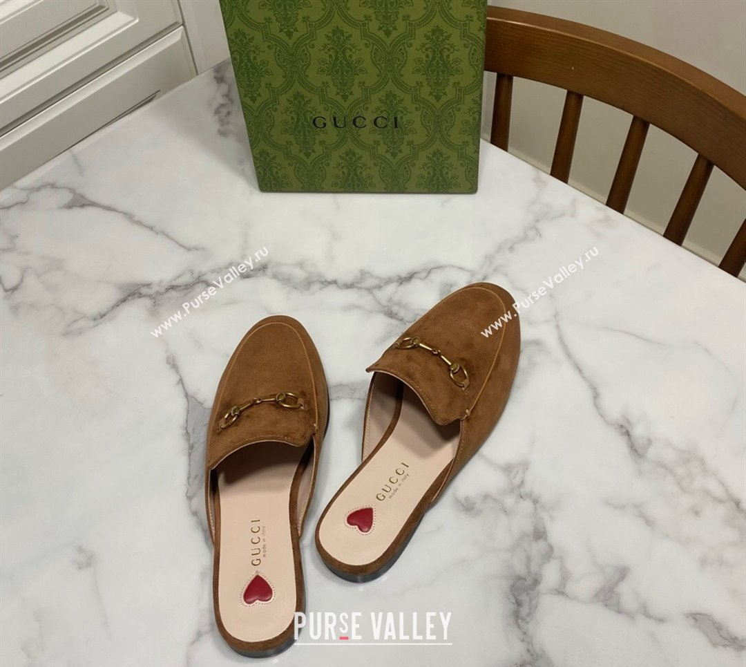 Gucci Princetown Suede Flat Slippers Brown2 2025 557730 (SS-250423137)