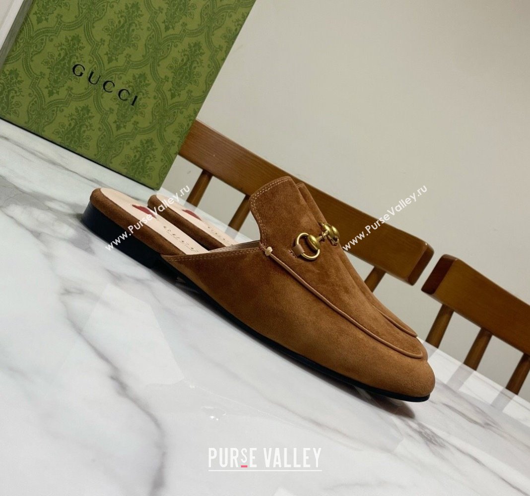 Gucci Princetown Suede Flat Slippers Brown2 2025 557730 (SS-250423137)
