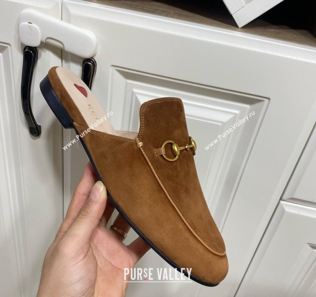 Gucci Princetown Suede Flat Slippers Brown2 2025 557730 (SS-250423137)