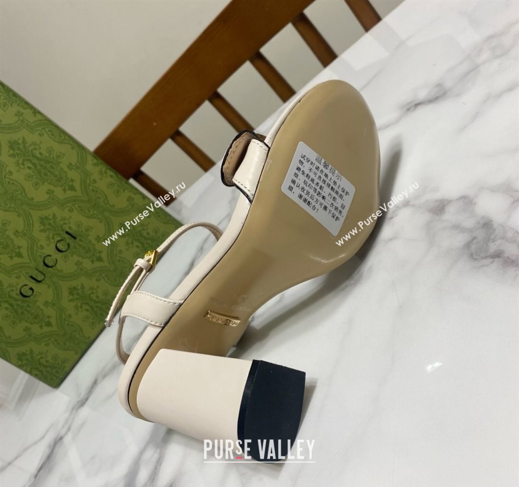 Gucci Leather Wave Heel Sandals 10cm White 2025 GG042304 (SS-250423119)