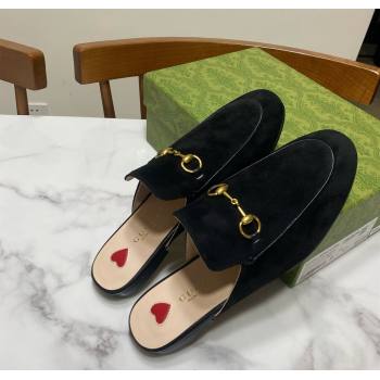 Gucci Princetown Suede Flat Slippers Black 2025 557730 (SS-250423138)